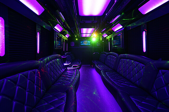 Party bus with a dance hall