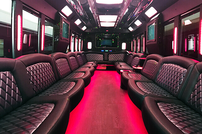 Party bus service with DVD players