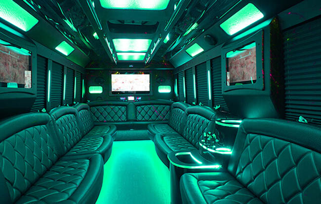 Party bus rental with bar area