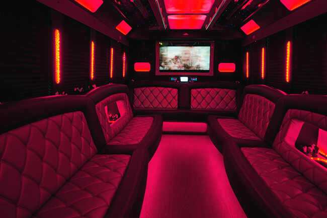 Party bus with leather interior